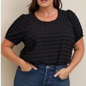 Torrid Abbey Lurex Chiffon Puff Short Sleeve Blouse Plus Size 1X